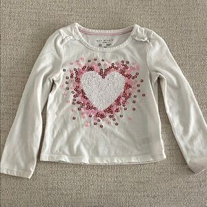 White and Pink Heart Long Sleeve Tee